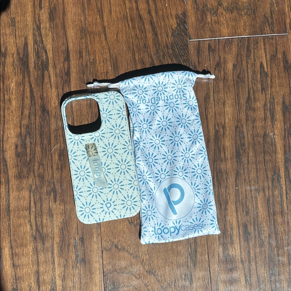 LoopyCases White and Blue Floral Phone Case for iPhone 14 Pro